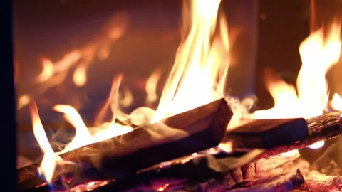 Fire burns in the fireplace Stock Footage 289502627