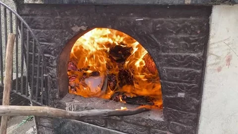 A fire burns in a fireplace. Stock Footage 332160981