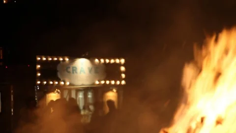 Fire burns in front of Crave Stock Footage 122801898