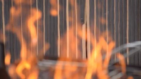 Fire Burns In Front Of Entrance Stock Footage 84596397