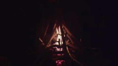The fire burns in the night Video stock 246978270