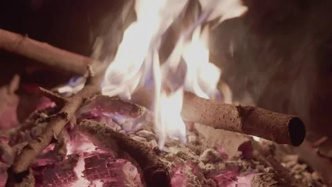 The fire burns in the night Video stock 246979663