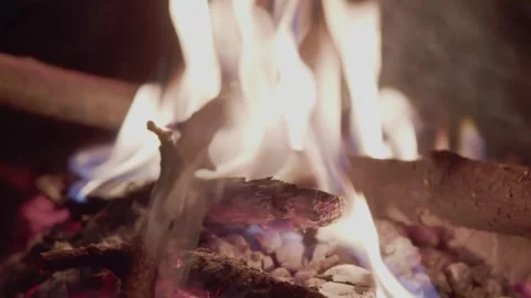 The fire burns in the night Stock Footage 246983048