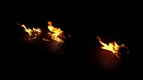 Fire Burns Objects On Ground - Compositing Element Stock-Footage 100117467