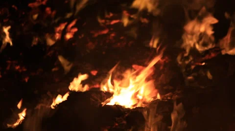 Fire burns out of control night Stock Footage 37713535