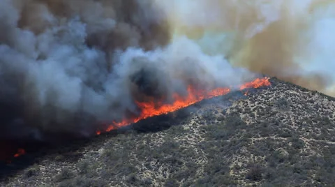 FIRE BURNS ON RIDGE Stock Footage 22997641