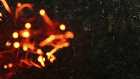 Fire Burns Side of Steel Wool MAC Stock Footage 74534211