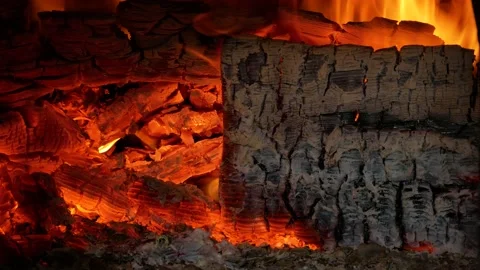 Fire burns in the stove for cooking Stock Footage 130797180