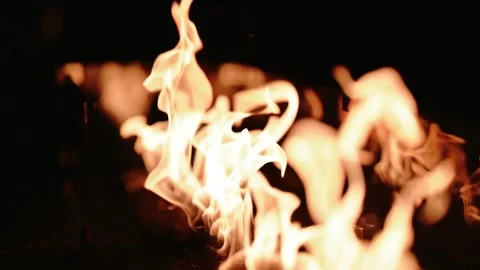 The fire burns on the summer terrace. Fire texture. Stock Footage 259328352