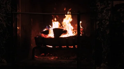 Fire burns in the wintertime Stock Footage 120756292