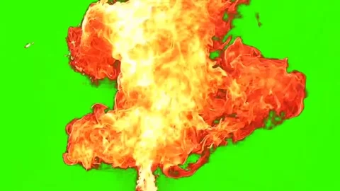 Fire Burst Explosion On Black And Green Screen Background Video stock 340676306