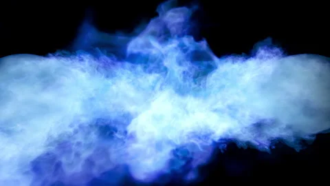 Fire burst explosion D1 blue blue side2C Video stock 317351792