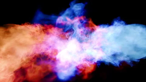 Fire burst explosion D1 red blue side2C Stock Footage 317415998