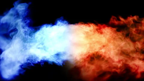 Fire burst explosion D1 red blue center2S Stock Footage 317416457