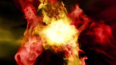 Fire burst explosion smoke A10 red yellow Stock Footage 315414433