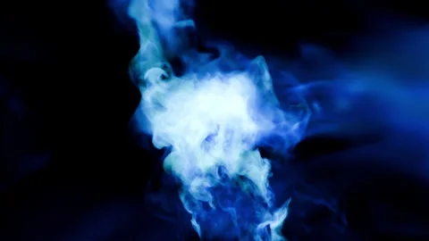 Fire burst explosion smoke A2 blue Video stock 315414185