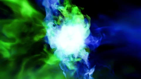 Fire burst explosion smoke A7 blue green Vídeos de archivo 315414302