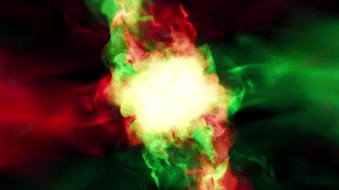 Fire burst explosion smoke A8 red green Video stock 315414375