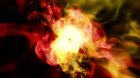 Fire burst explosion smoke B10 red yellow Video stock 315414101