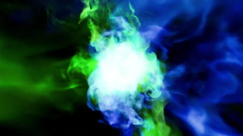 Fire burst explosion smoke B7 blue green Stock Footage 315413964