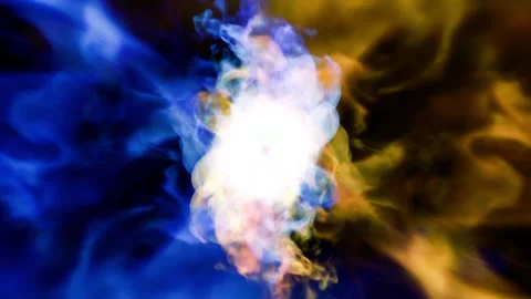 Fire burst explosion smoke B9 blue yellow Video stock 315414021