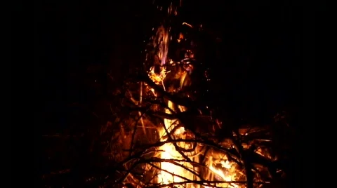 Fire burst at night(Slow Motion) Video stock 688857