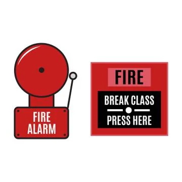 Fire button flat. Fire alarm icon vector Stock Illustration