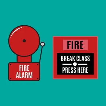 Fire button flat. Fire alarm icon vector Stock Illustration