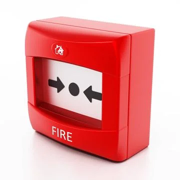 Fire button isolated on white background. 3D illustration Fire button isol... Foto stock