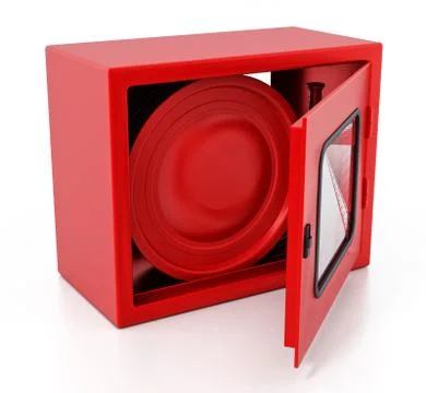 Fire cabinet isolated on white background. 3D illustration Ilustración de archivo