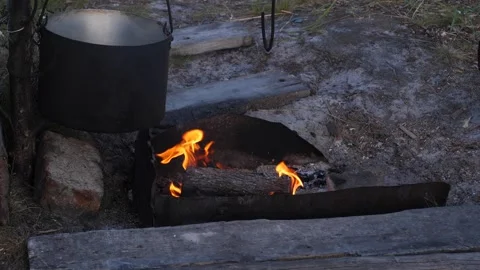 Fire in camp Stock Footage 281834522