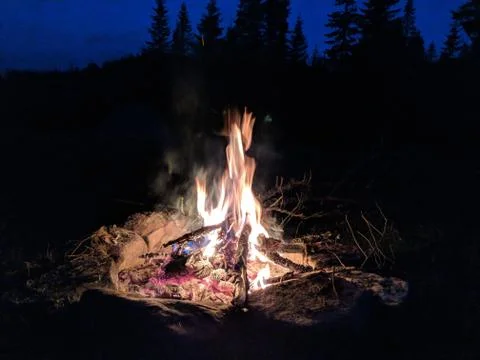 Fire in the camp Stock Photos