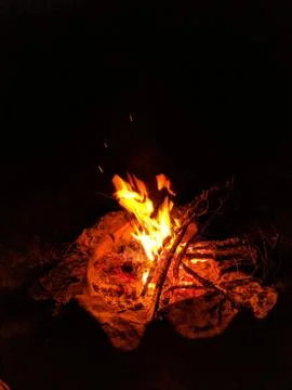 Fire in the camp Stock Photos