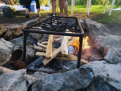 The fire in the camp in the wild places Stock Footage 246581586