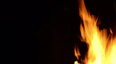 Fire of a campfire with red and orange ember flickering Stock Footage 23599658