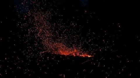 Fire in a campfire, slow motion video Stock Footage 162676055