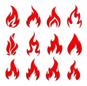 Fire, campfire, torch flame isolated vector icons イラスト素材
