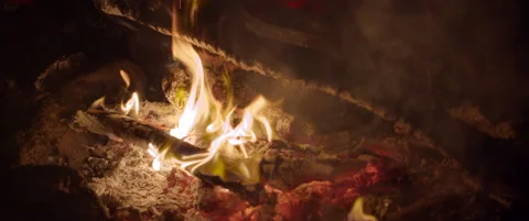 A Fire on a campground at night Video stock 150128371