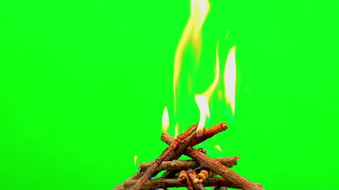 Fire camping and flame burn glowing on green screen background  库存影片 228890150