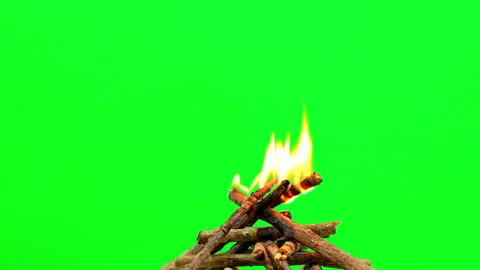 Fire camping and flame burn glowing on green screen background  스톡 동영상 228890264