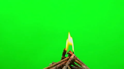 Fire camping and flame burn glowing on green screen background  Stock Footage 228890321