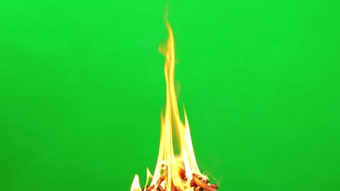 Fire camping and flame burn glowing on green screen background  Stock-Footage 228890596