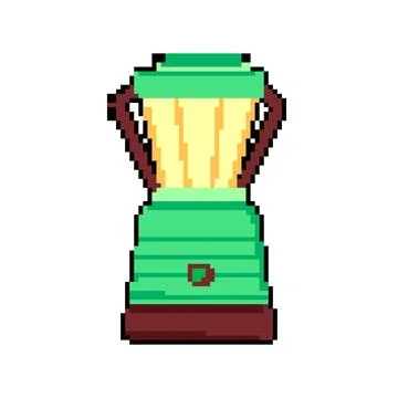 Fire camping lamp pixel art vector illustration Stock Illustration