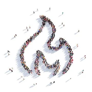 Fire camping people 3D rendering Stock Illustration