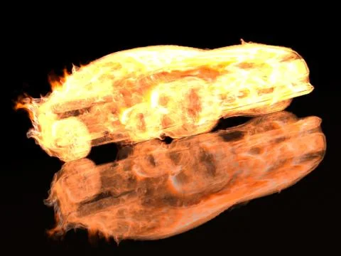 Fire car on a black background. Stock Illustration