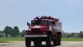 Fire car engine turns on the road HD Footage