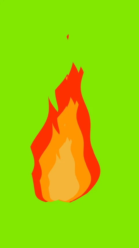 Fire Cartoon Animation Visual Effect Isolated Green. vertical Stock Footage 320004335