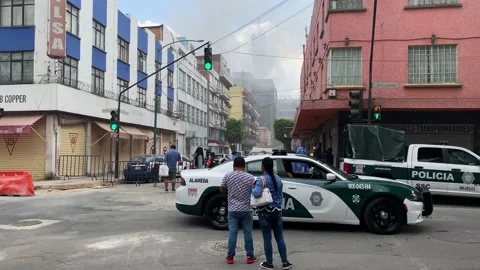 Fire in CDMX Metro headquarters in Mexico City, Mexico, 4K Stock Footage 146292776