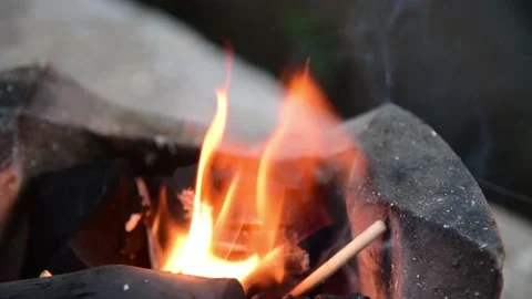 Fire on chaco with smoking. Stock Footage 149017096