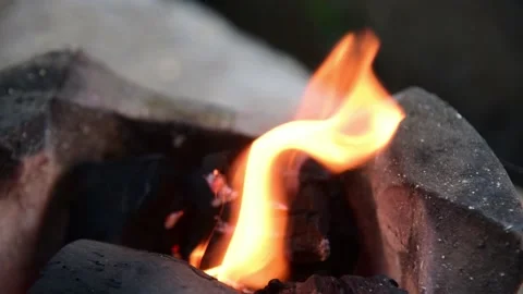 Fire on chaco with smoking. Stock Footage 149017098